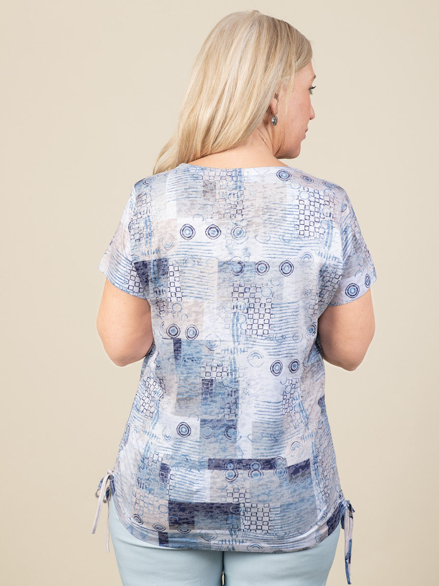 Short Sleeve Top with Hotfix and Side Ties Image 2