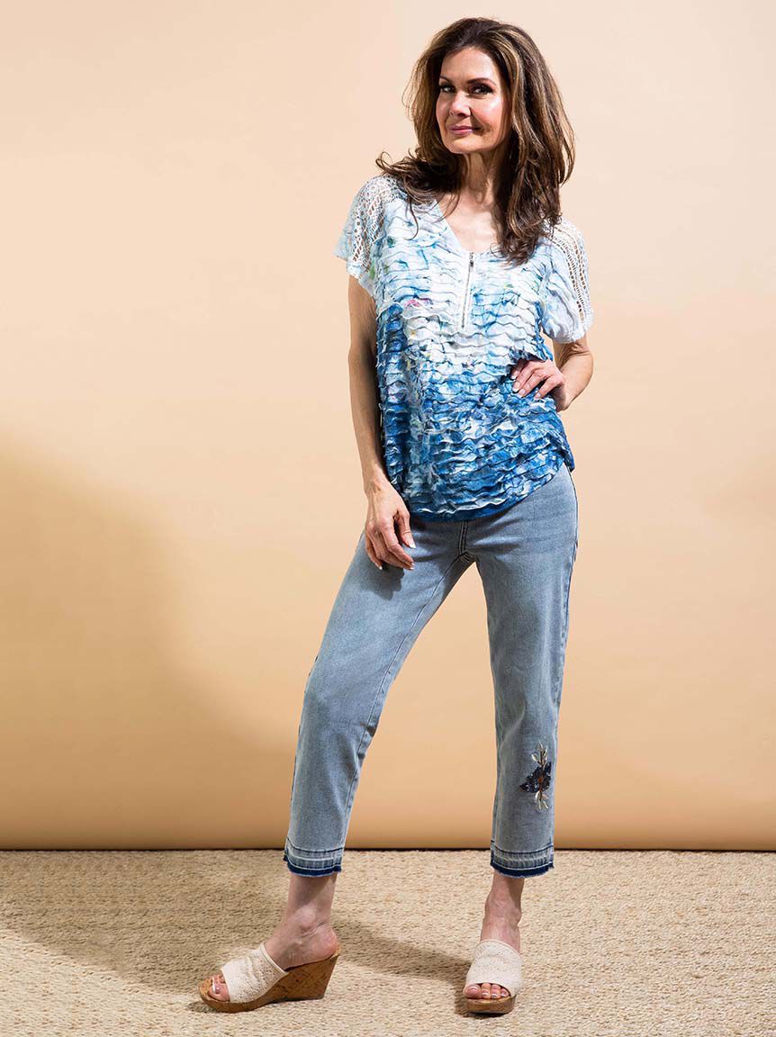 Quarter Zip Ruffle Tee Image 1