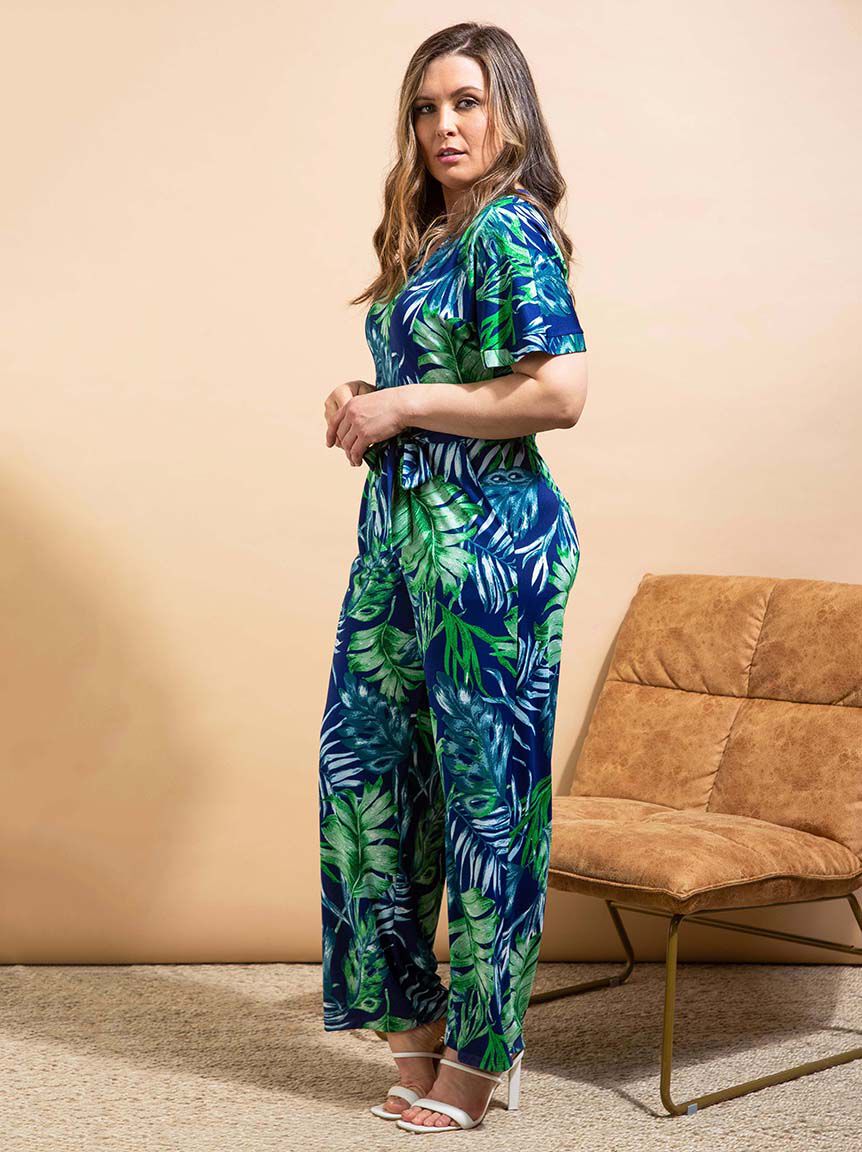 Short Sleeve Tropical Jumpsuit Image 2