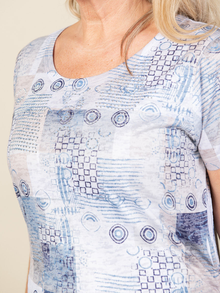 Short Sleeve Top with Hotfix and Side Ties Image 3