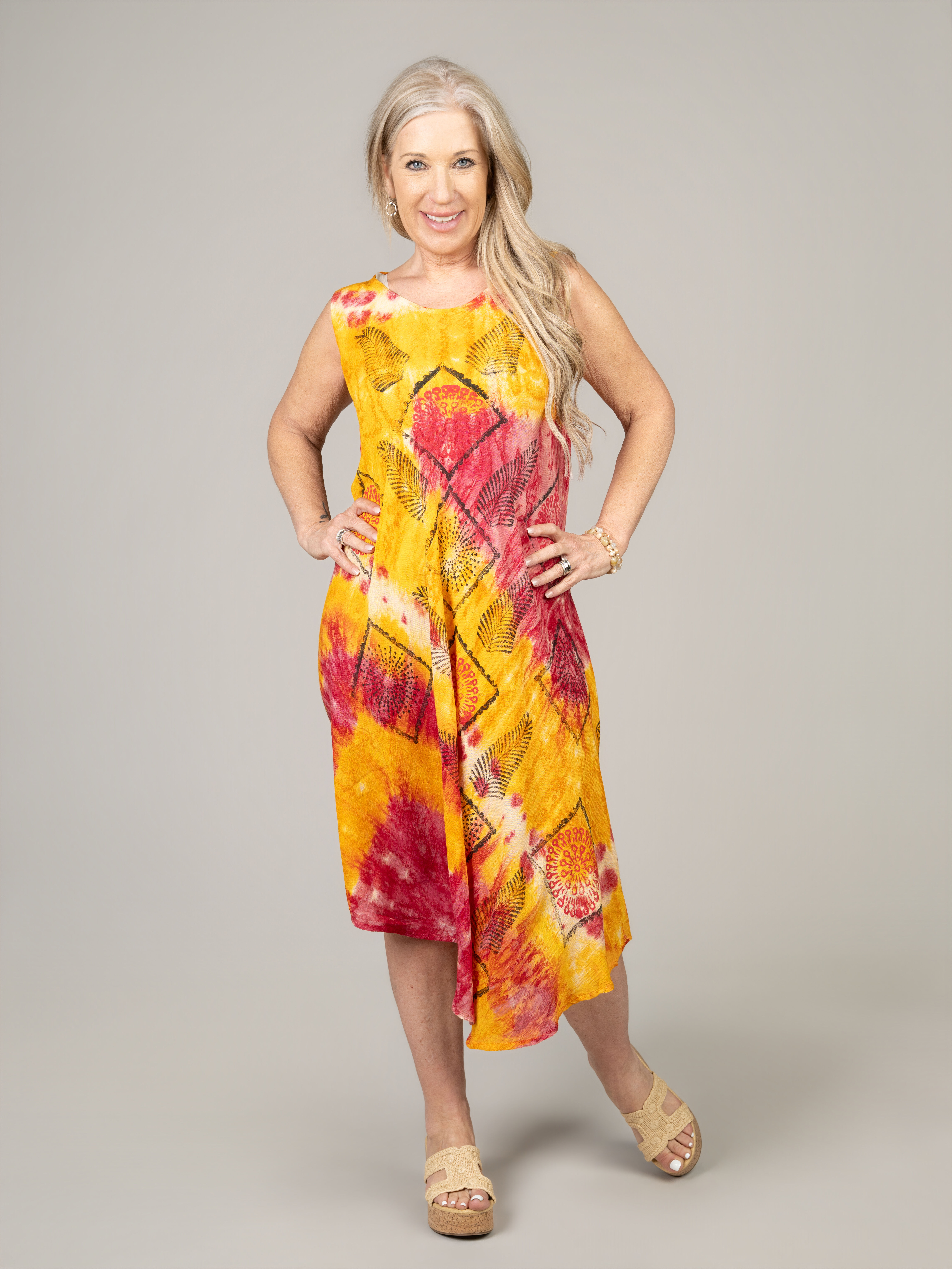 Flowy Sleeveless Tie Dye Dress