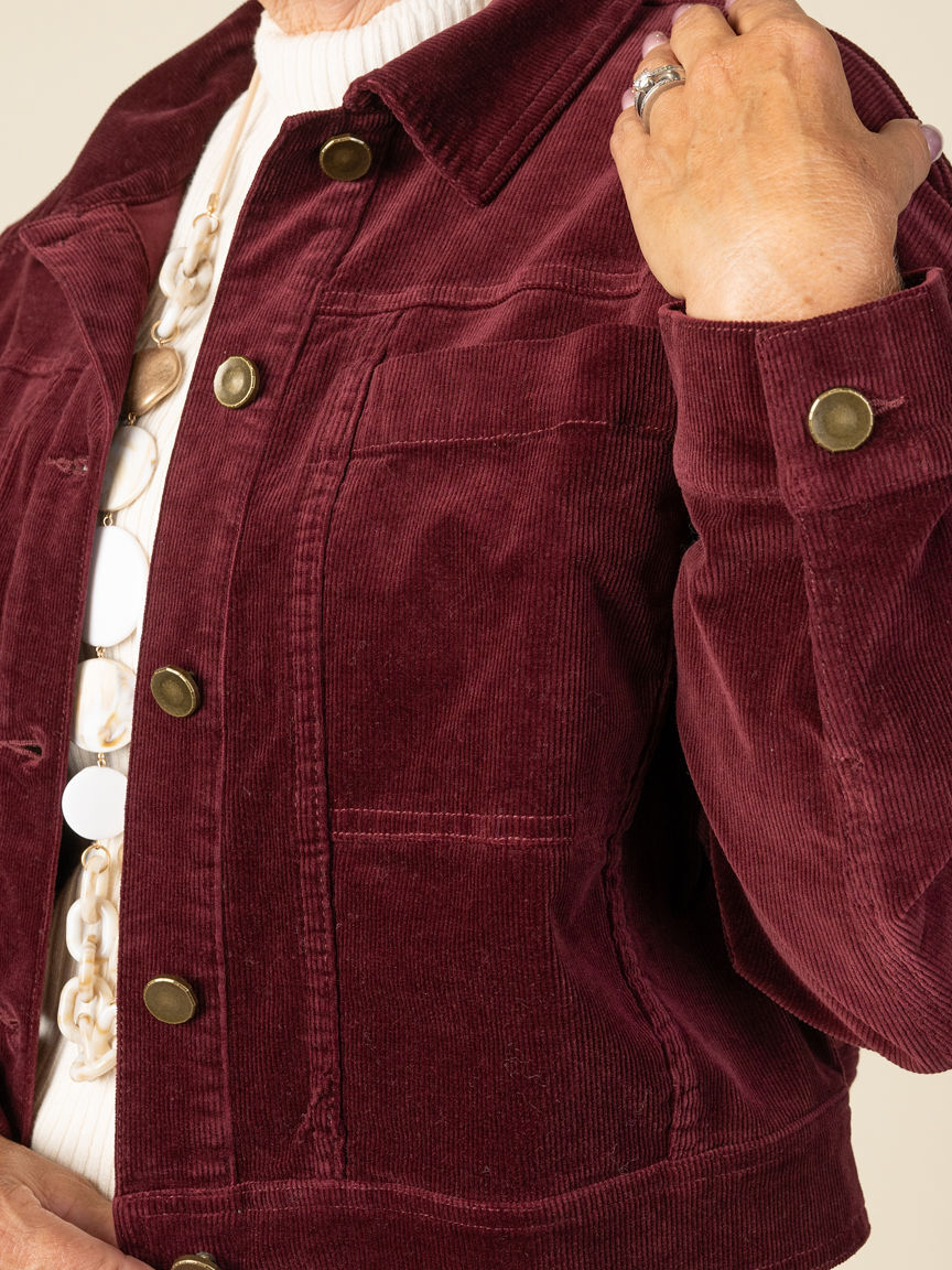 Button-Front Stretch Cordoroy Jacket