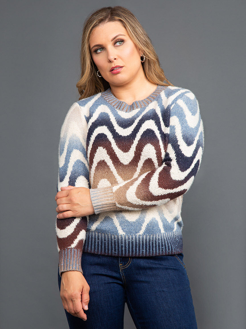 Ombre Waves Long Sleeve Sweater Image 2