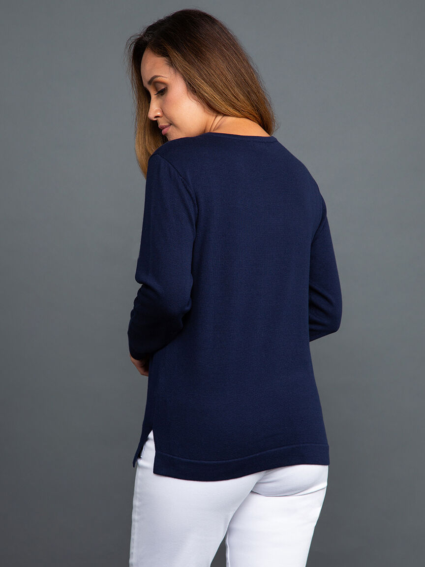 Embroidered Leaf Knit Sweater Image 4