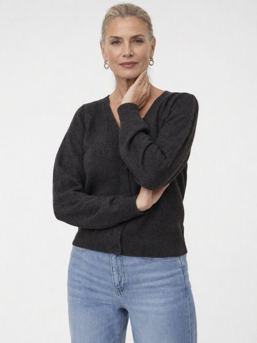 V-Neck Button Front Cardigan