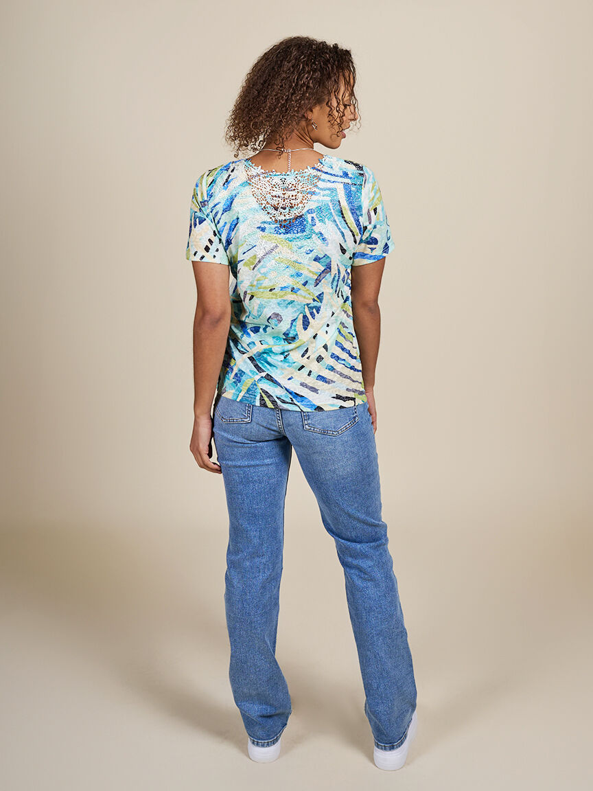 Meshed Back Short Sleeve Top  Image 2