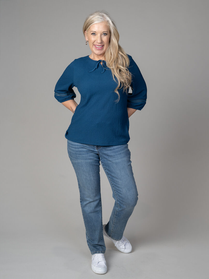 3/4 Sleeve Crinkle Top 