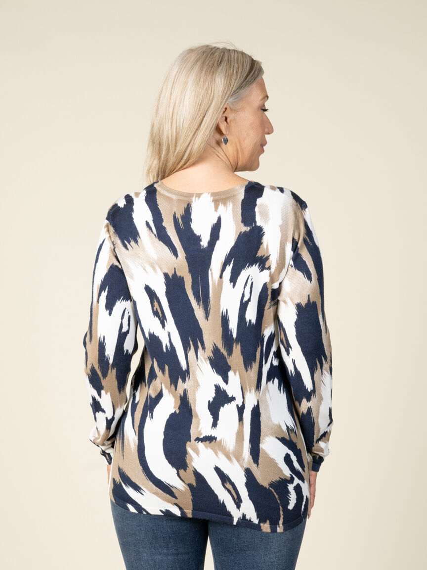 Animal Print Sweater with Hotfix