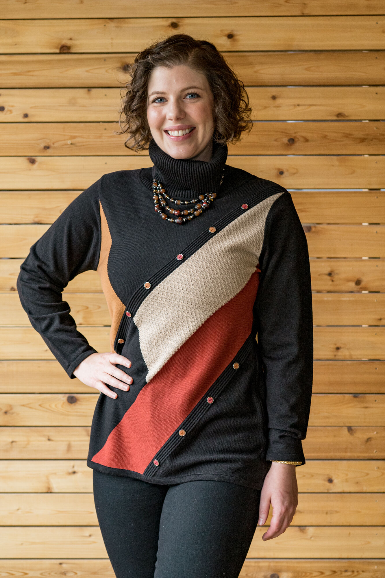 Turtleneck Colorblock Sweater Image 1