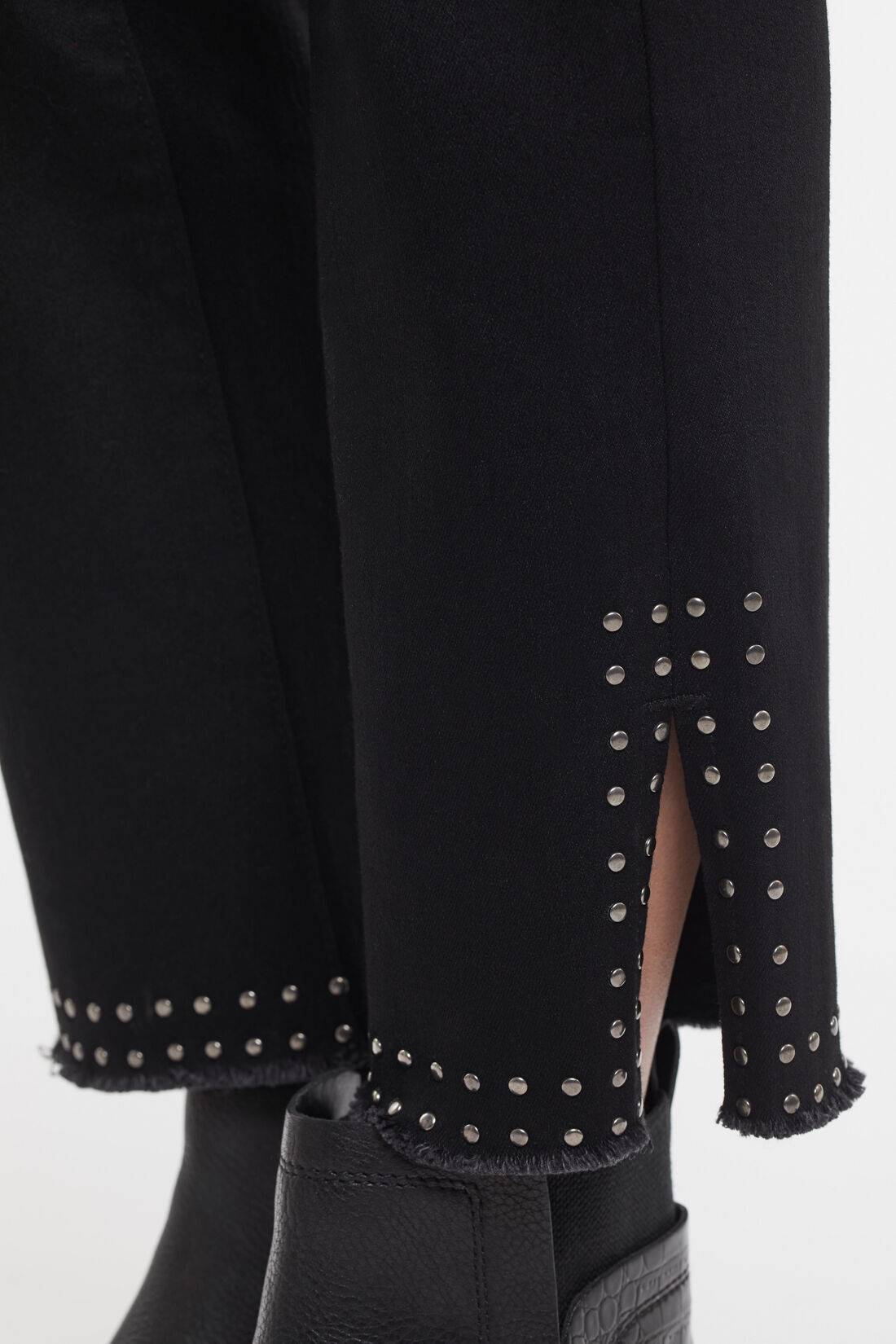Studded Black Straight Mid-Rise Denim  Image 3