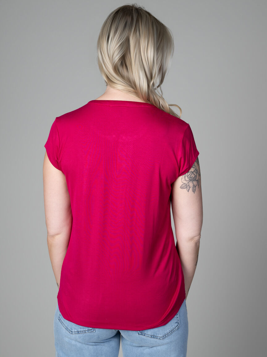 Short Sleeve Henley Neck Top With Ladder Stitching