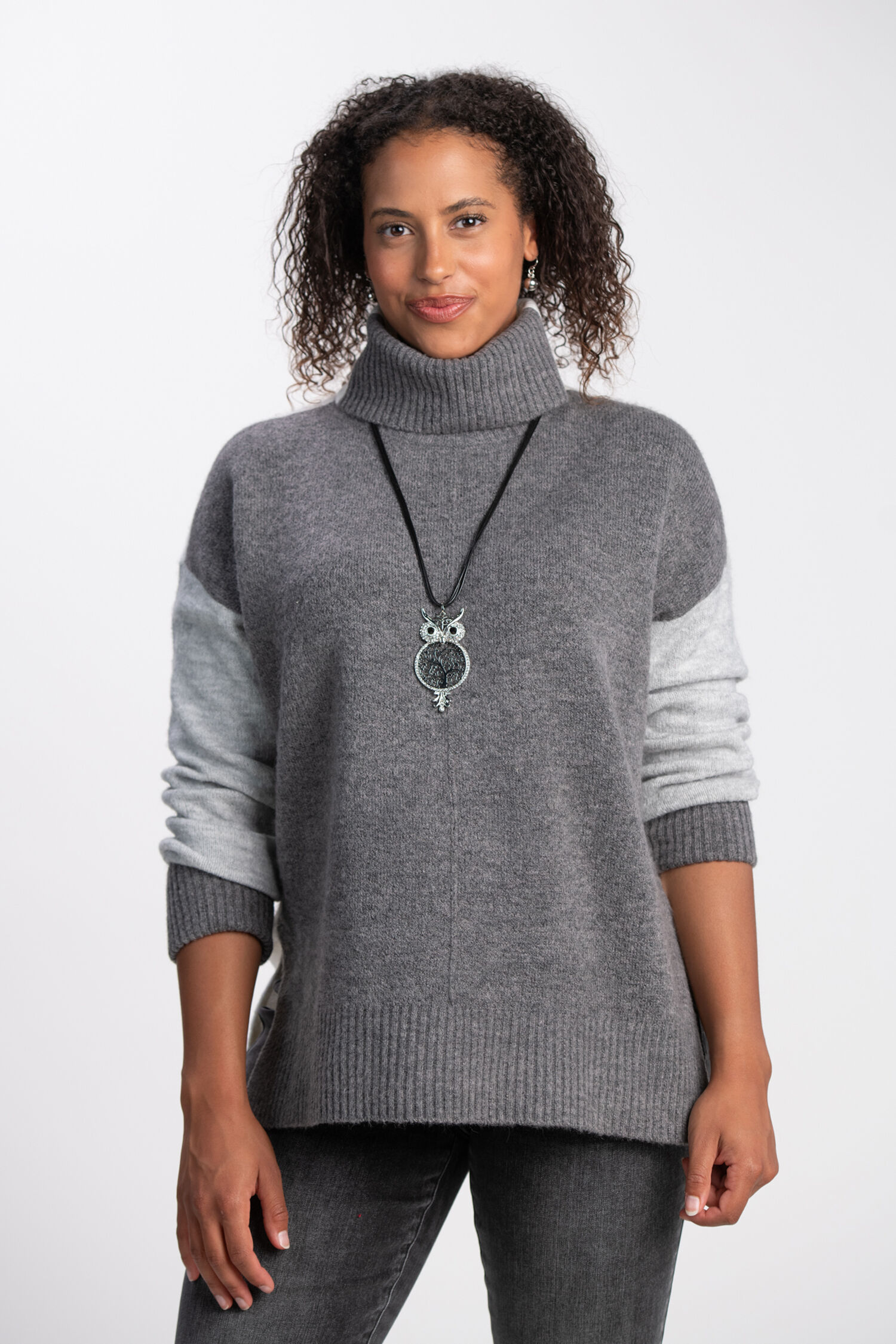Cowl Neck Color Block Sweater  Image 1