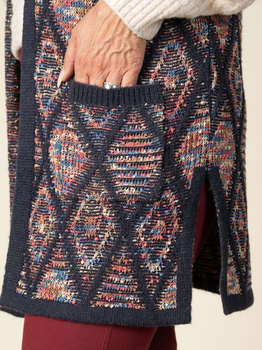 Space-Dye Knitted Vest With Hood And Pockets