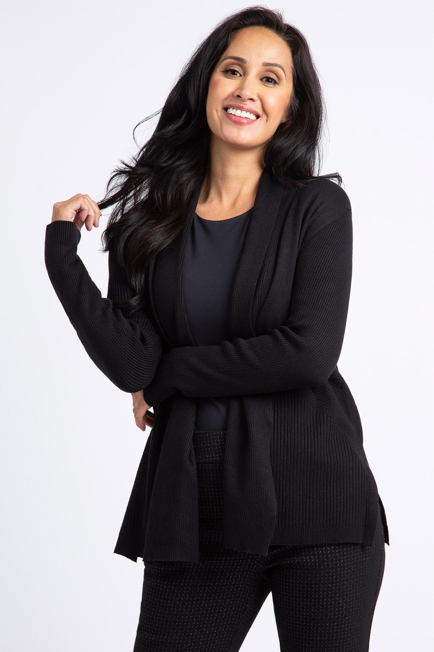 Long Sleeve Ribbed Cardigan Image 1