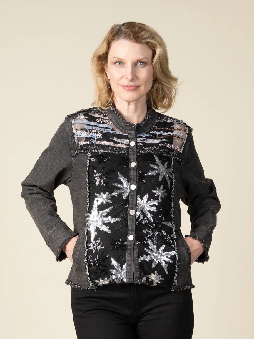 Denim jacket with sequins Image 4