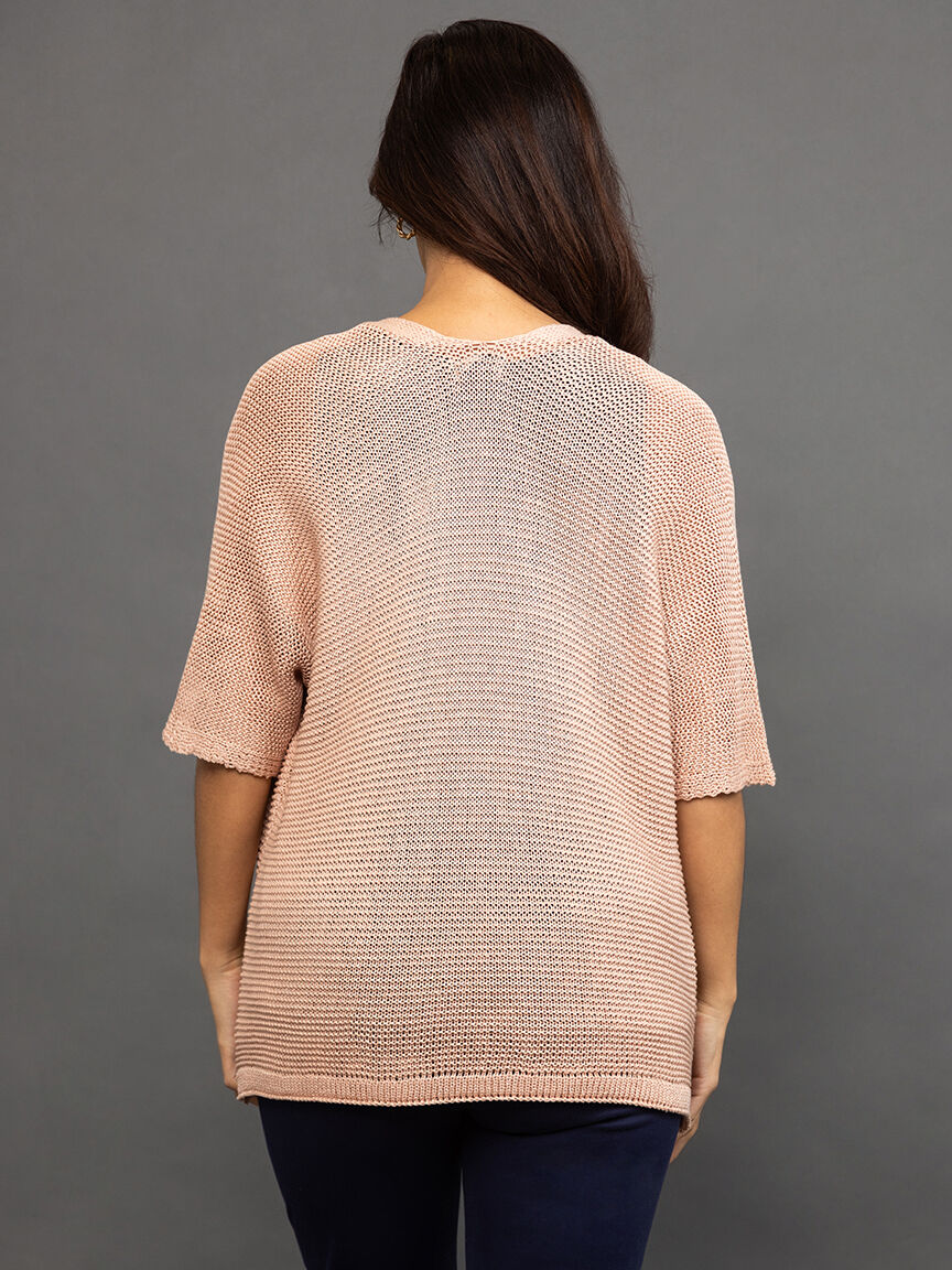 Short sleeved open knit cardigan Image 4