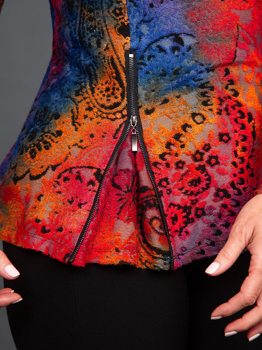 Long Sleeve Boucle Burnout Top Image 6