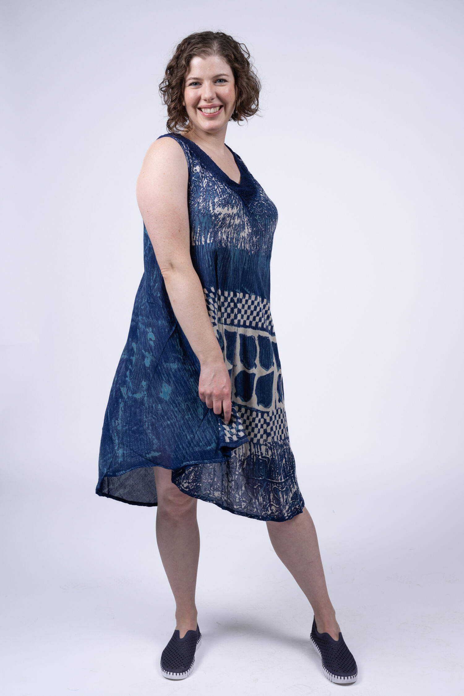 Sleeveless Crochet Neck Umbrella Dress Image 1