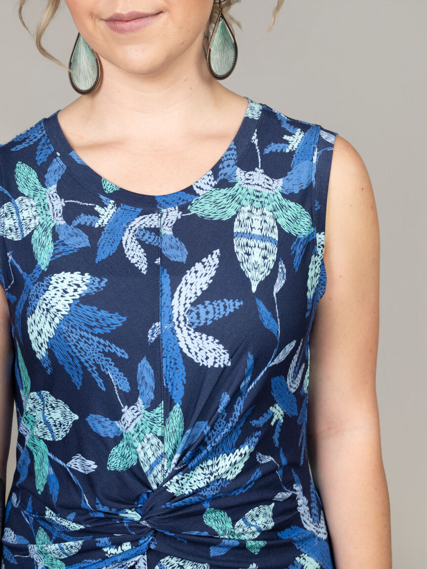 Sleeveless Knee-Length Dress with Knot Detail Image 3