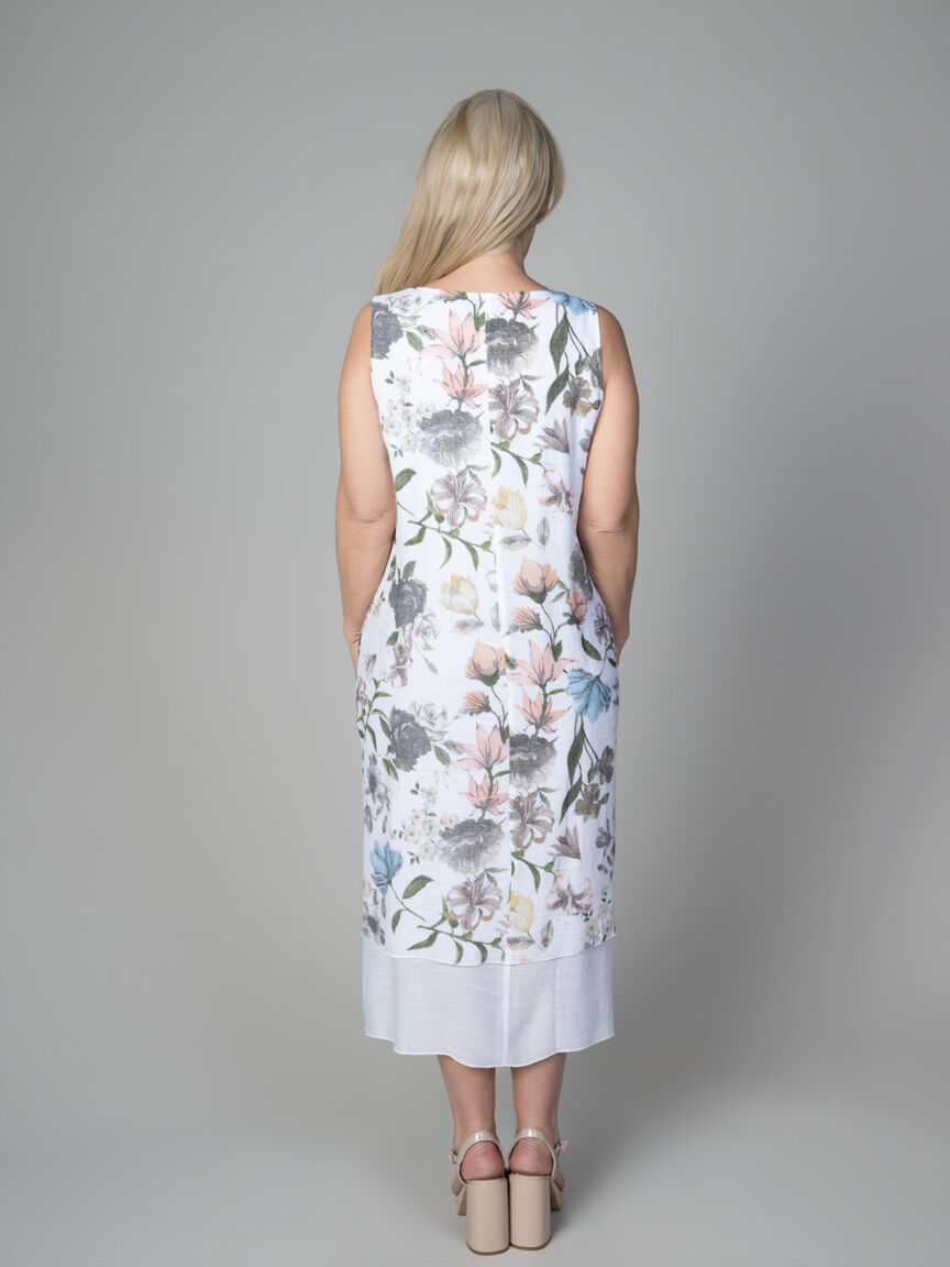 Sleeveless Layered Hem Midi Dress