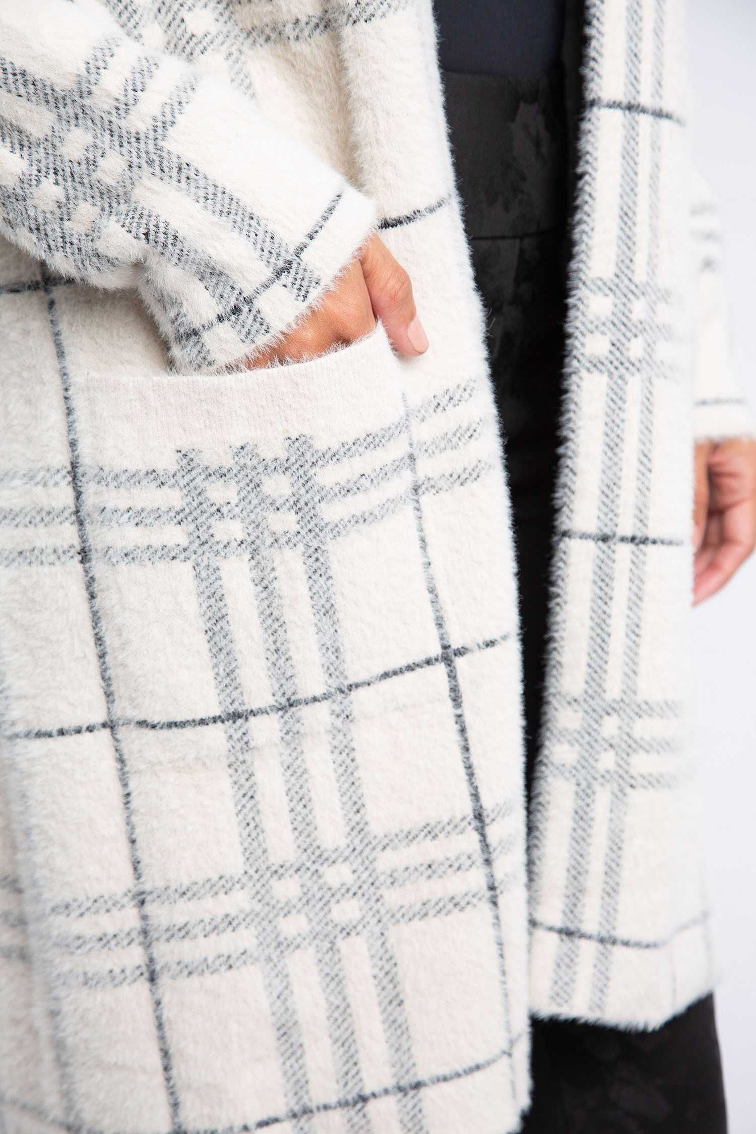 Long Brushed Plaid Cardigan  Image 5