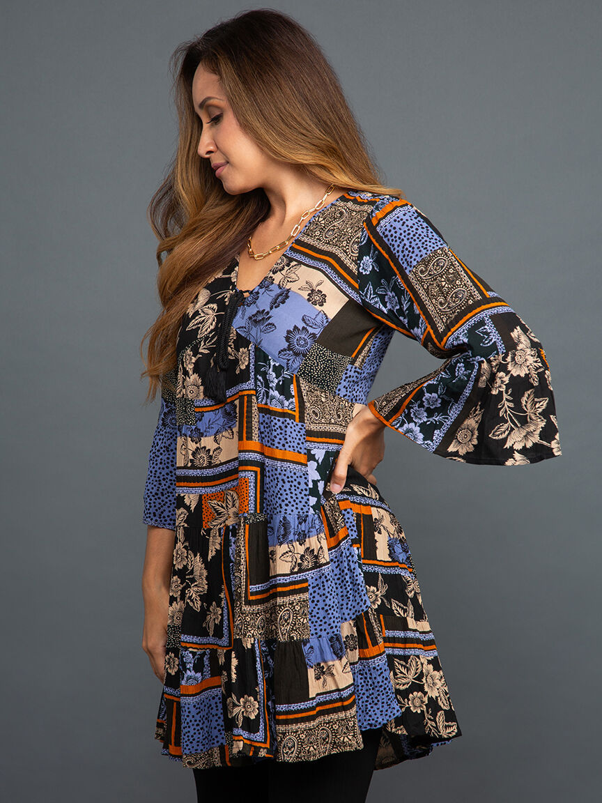 &frac34; Sleeve Floral Patchwork Tunic Image 3