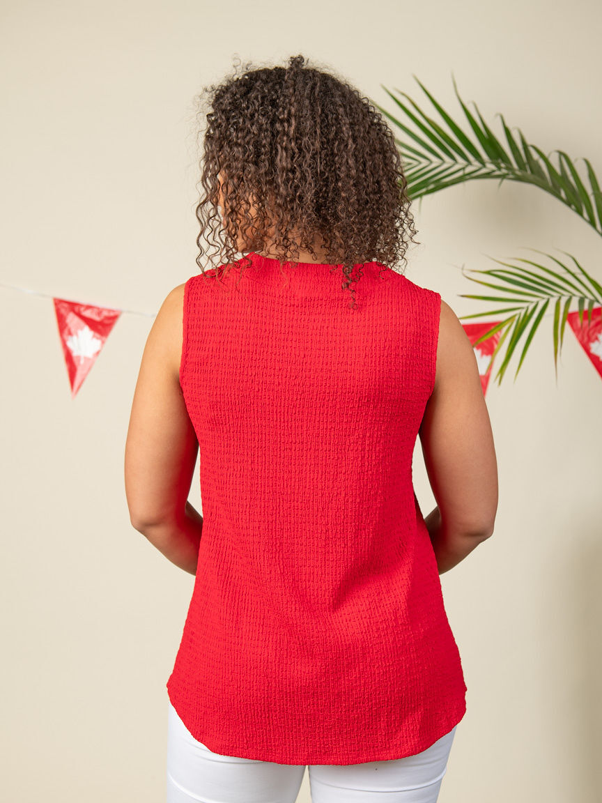 Textured Sleeveless Top with Keyhole