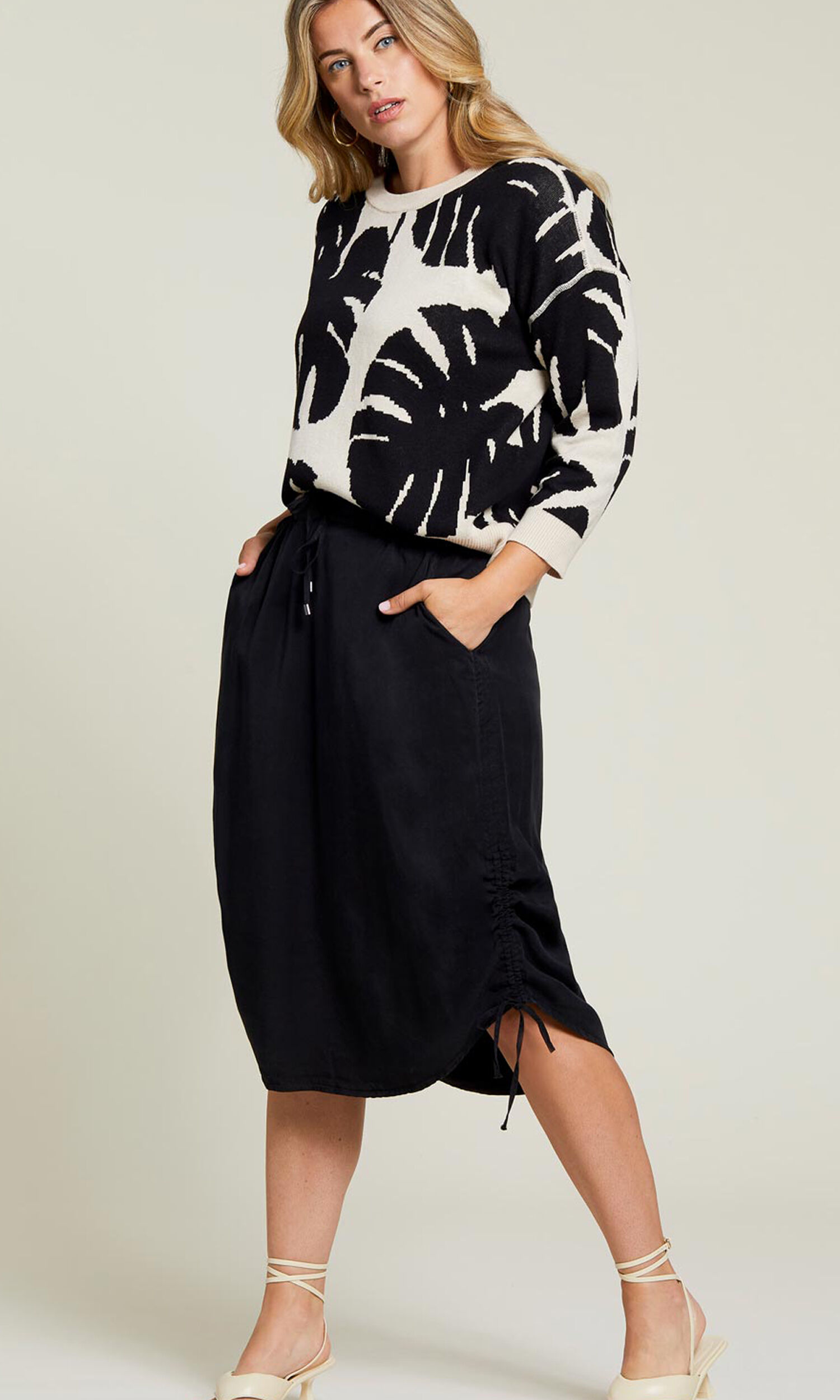 Flowy Drawstring Tencel Skirt Image 1