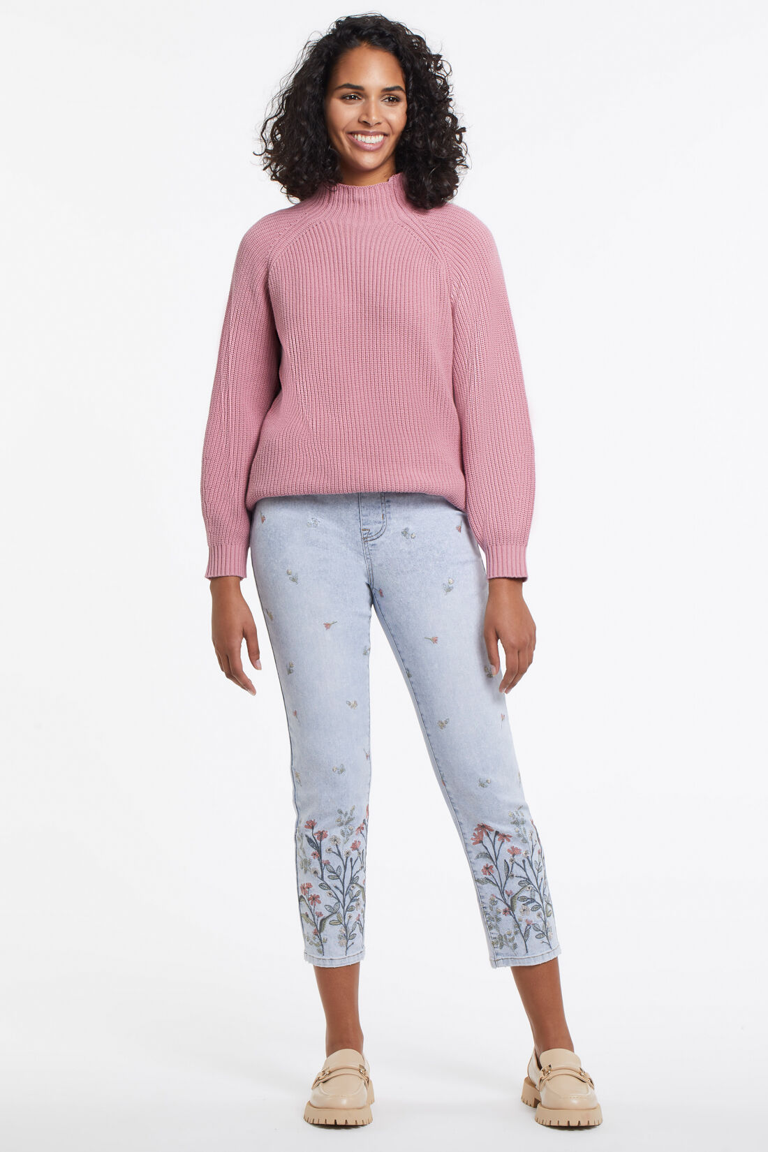 Floral Embroidered Jeans Image 1