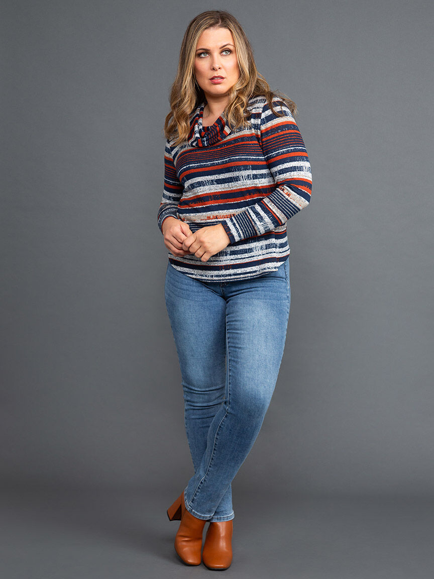 Long Sleeve Cowl Neck Top Image 1