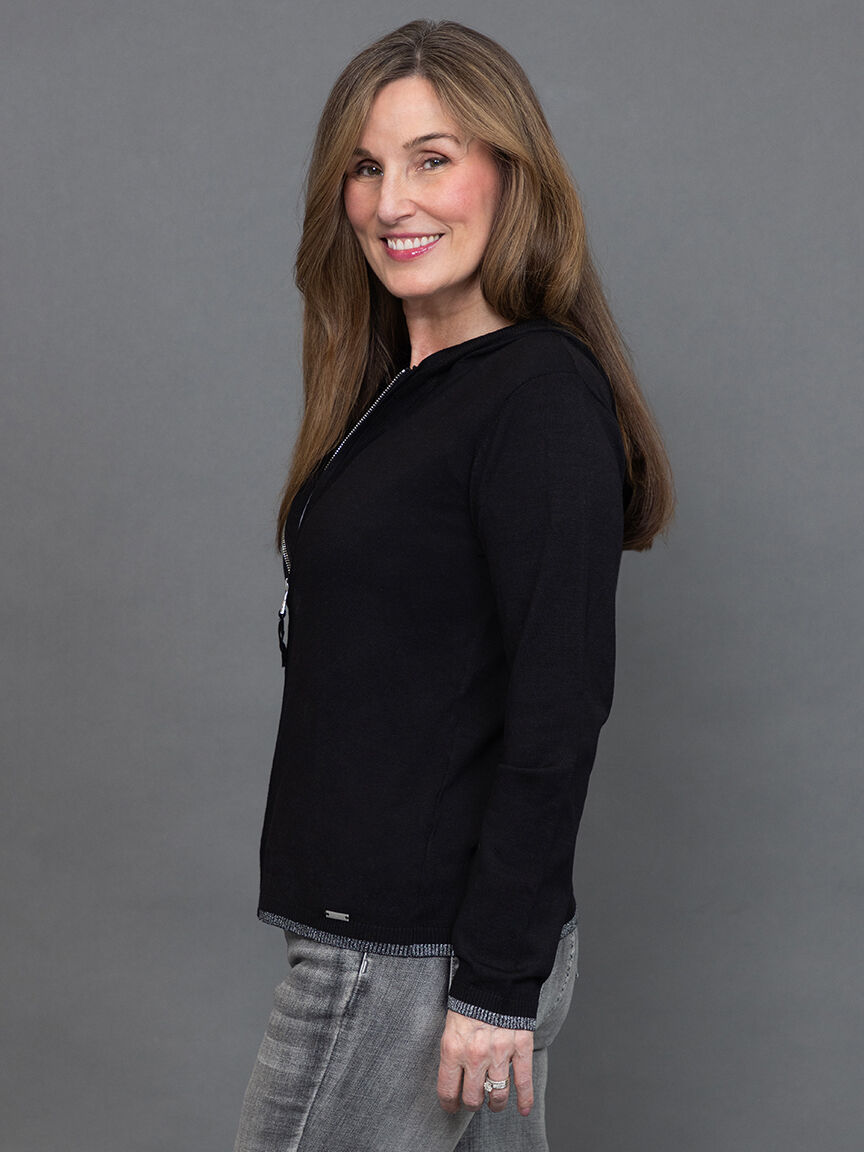 Long Sleeve Zip-Up Hooded Cardigan 