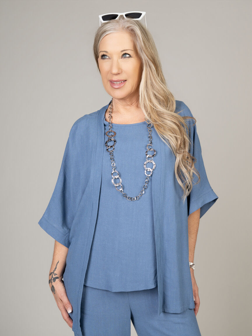 Linen Open Front Cardigan