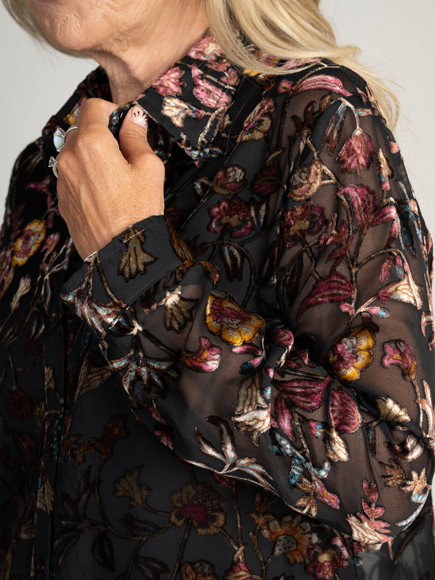 Floral Burnout Blouse
