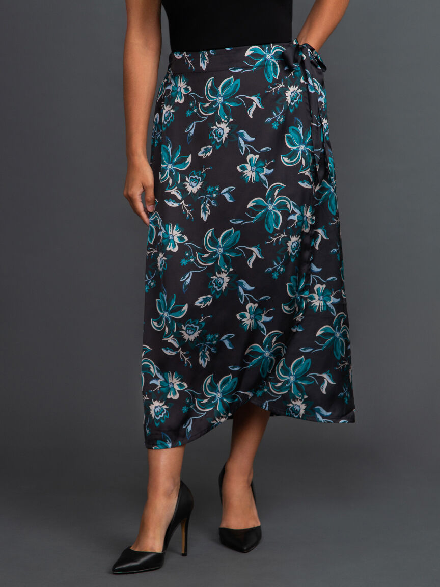 Satin Wrap Midi Skirt Image 2
