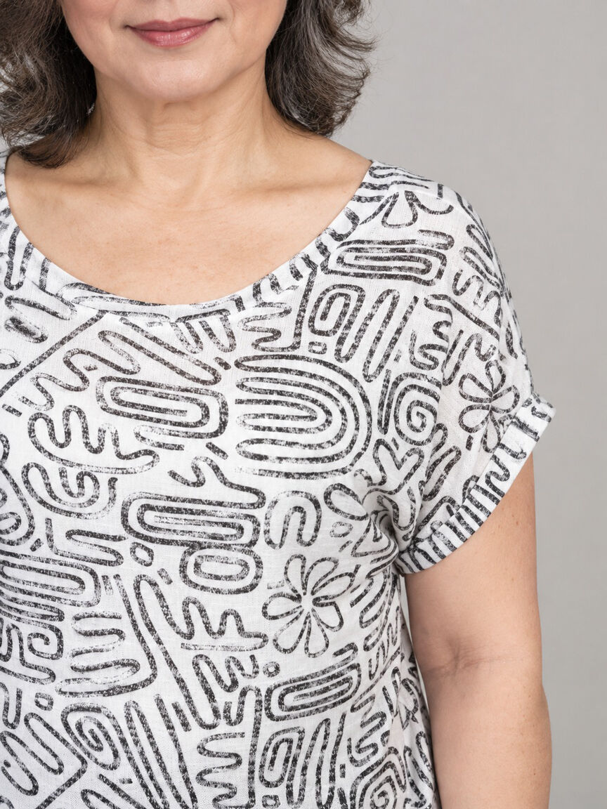 2-Way Neckline Abstract Print Top