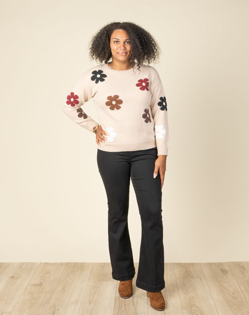 Long Sleeve Crewneck Daisy Sweater