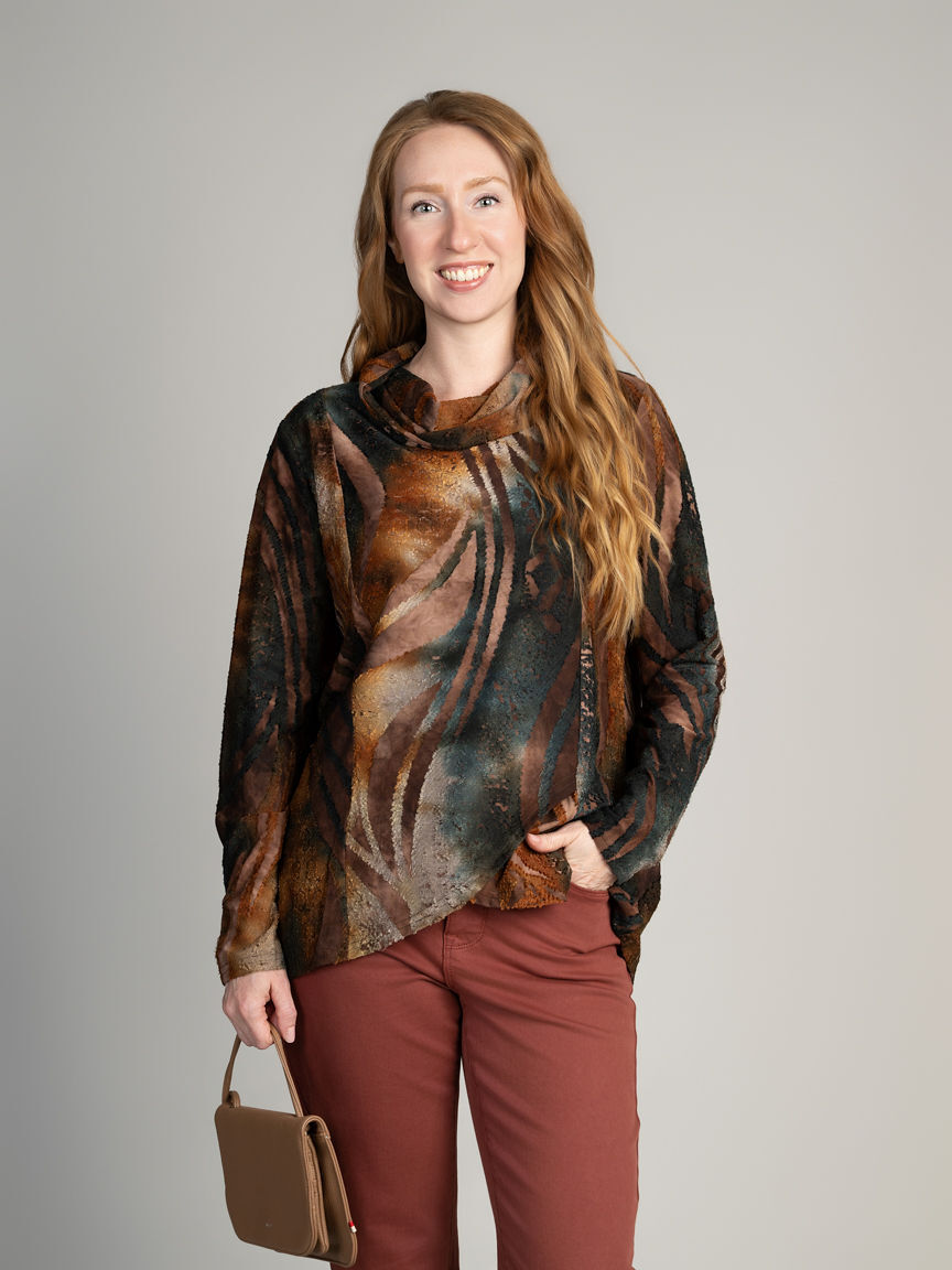 Long Sleeve Cowl Neck Top Image 1