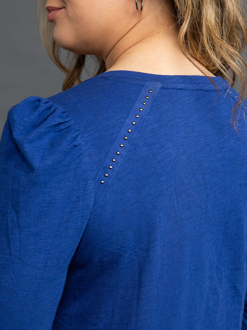 Studded Trim V-Neck Top  Image 5