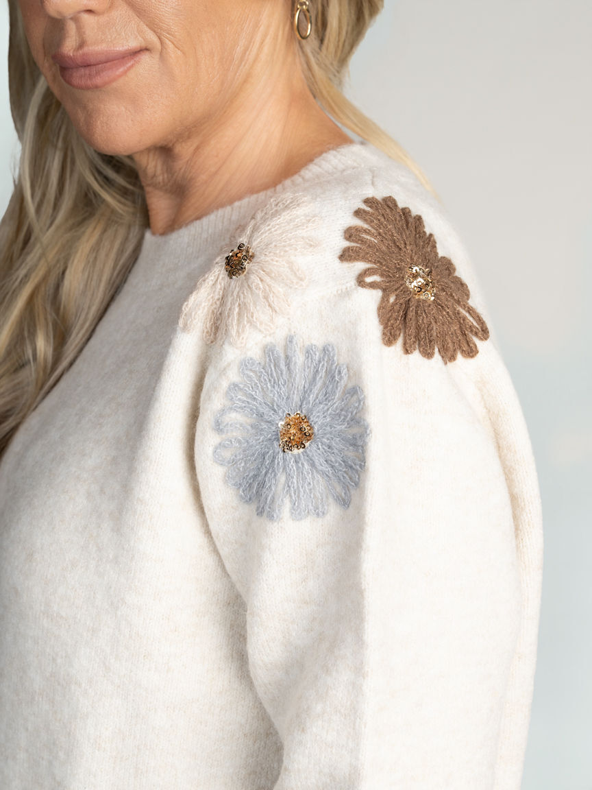 Floral Embroidered Knit Sweater