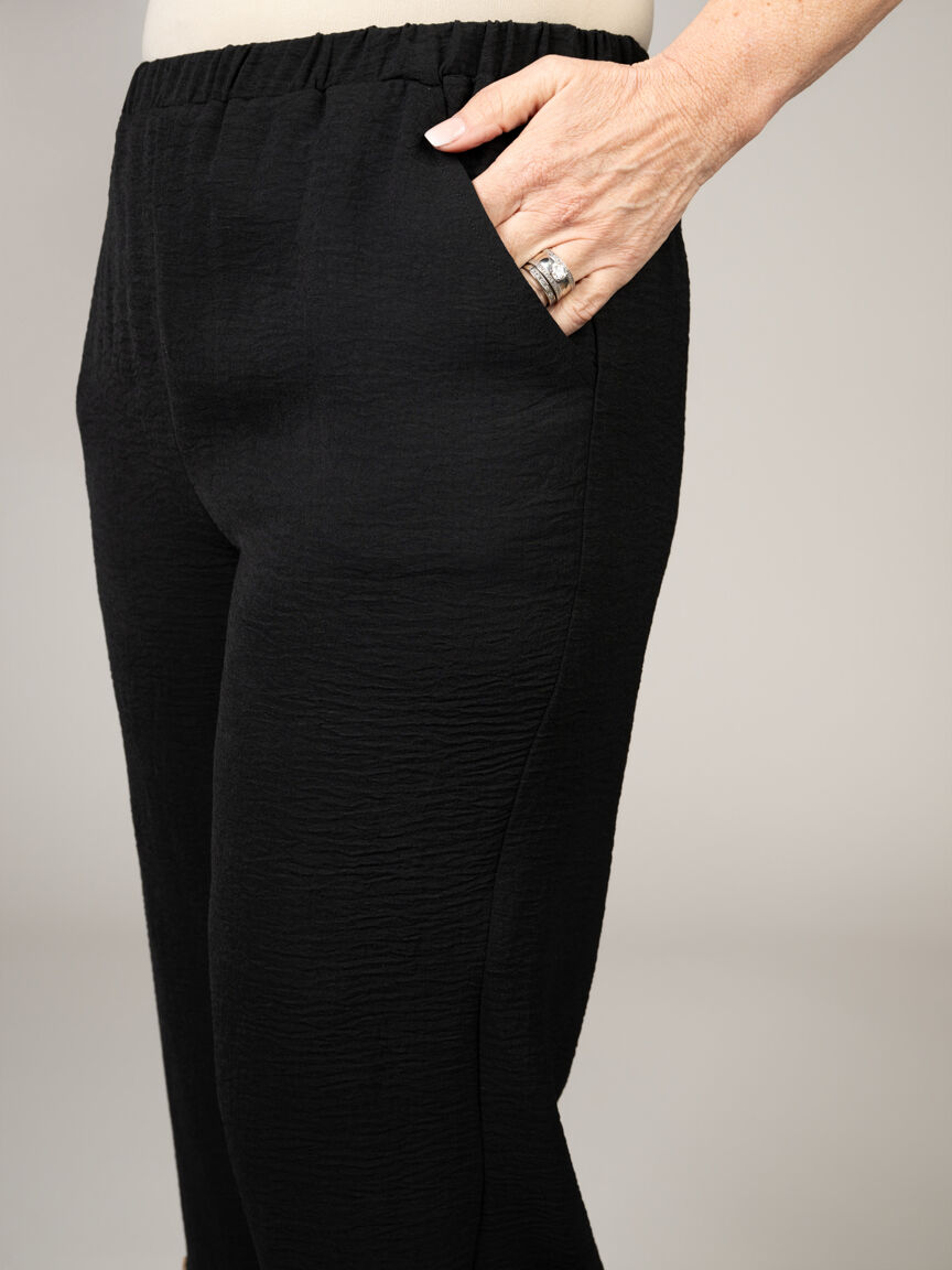 Elastic Waist Flowy Pant with Button Detail