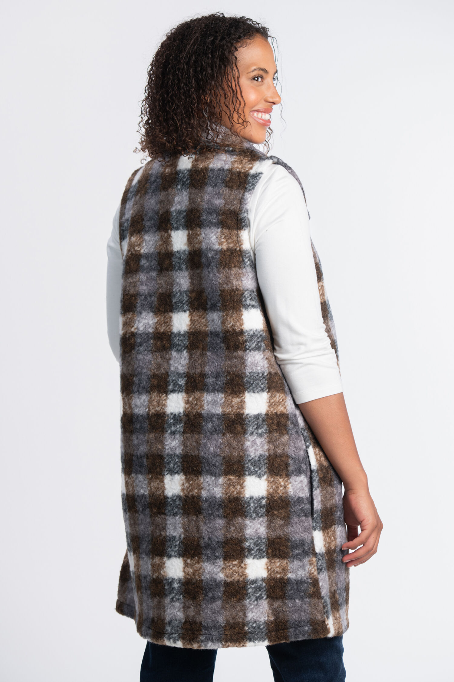 Plaid Boucle Vest Image 2