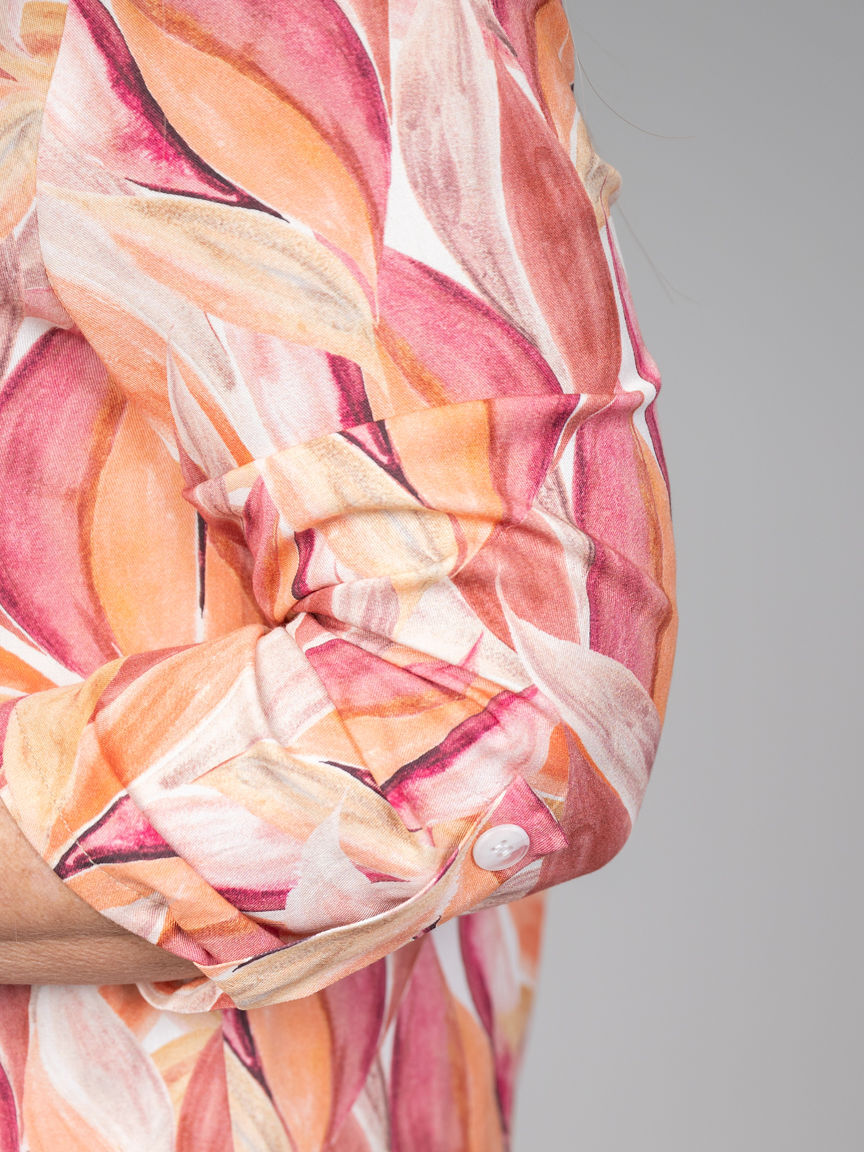 Printed 3/4 Sleeve Henley Top 