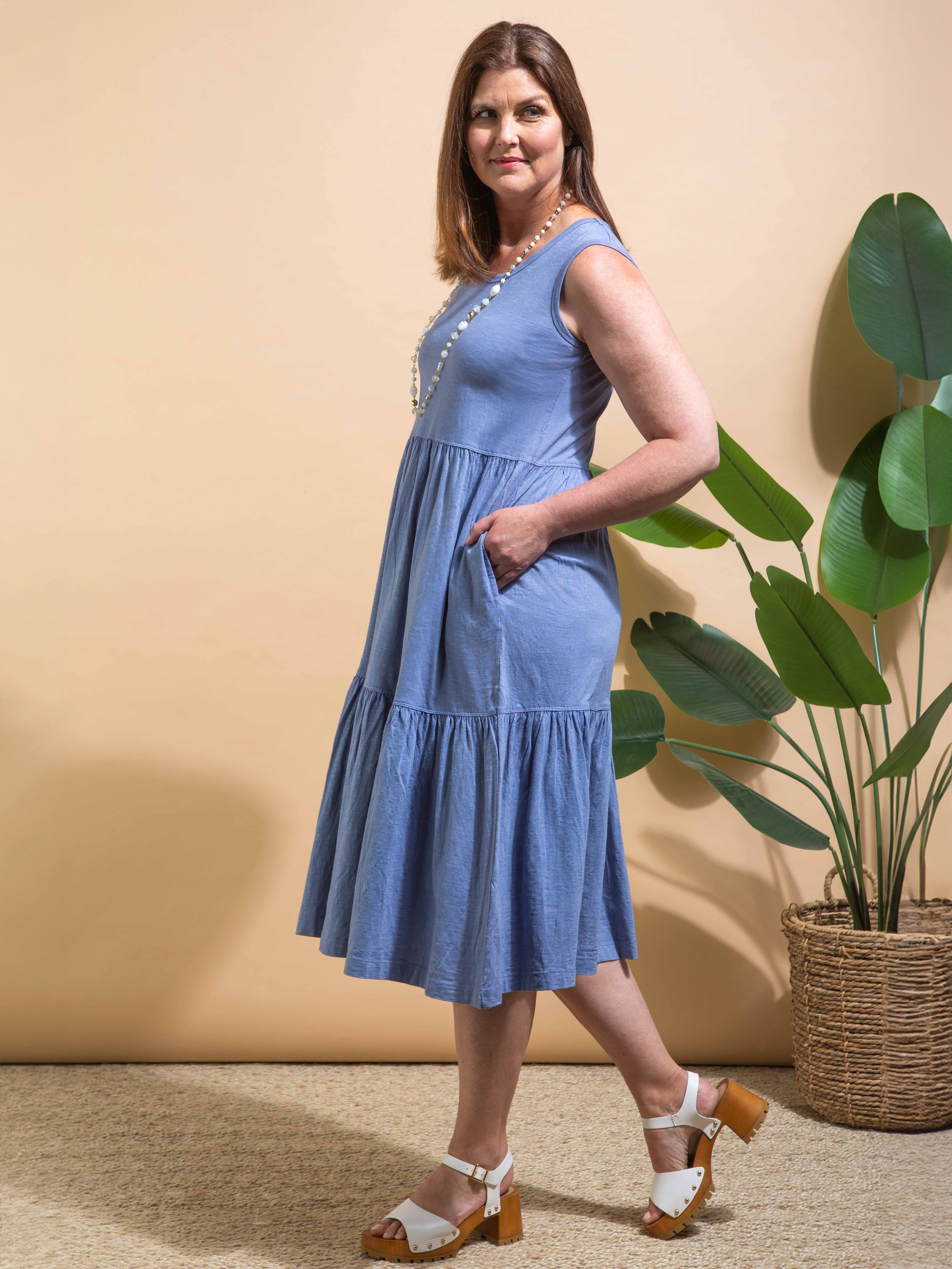 Denim-Look Cotton Midi Dress Image 2