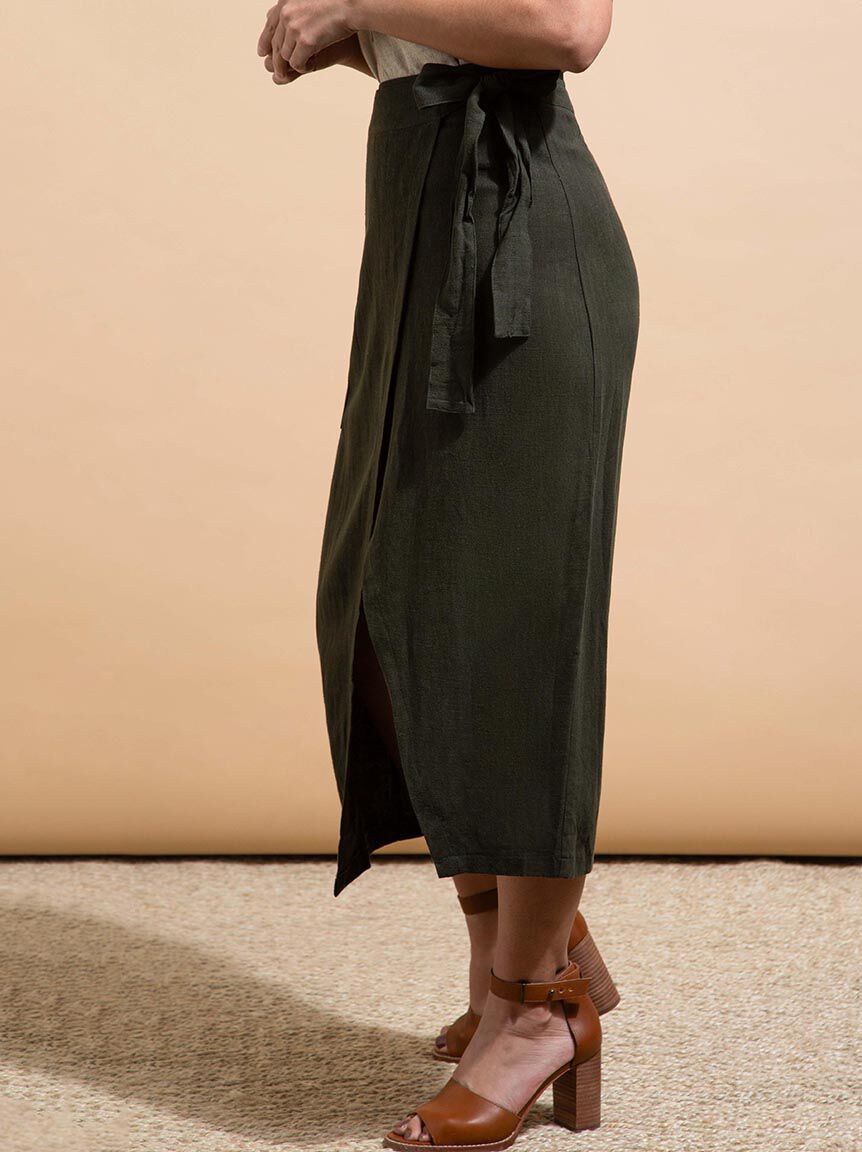 Linen Wrap Maxi Skirt Image 3