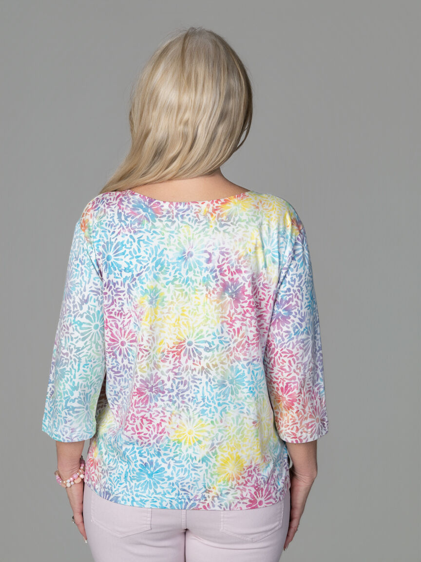 3/4 Sleeve Burnout Top