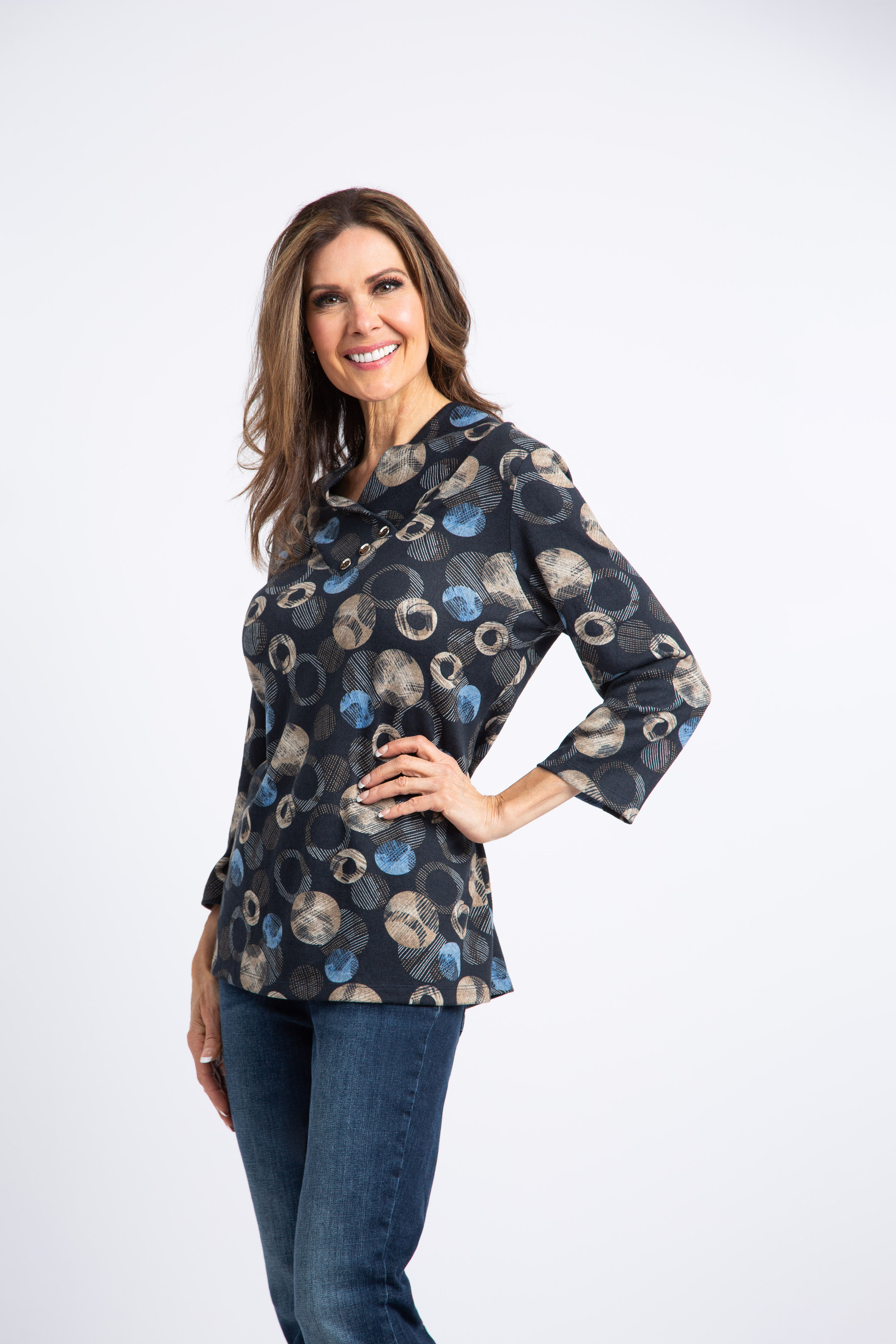 Shawl Collar V-Neck Top   Image 2