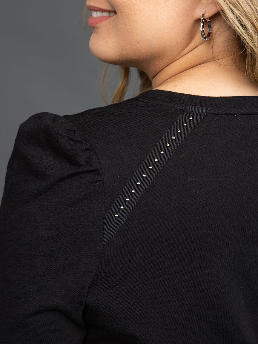 Studded Trim V-Neck Top  Image 5