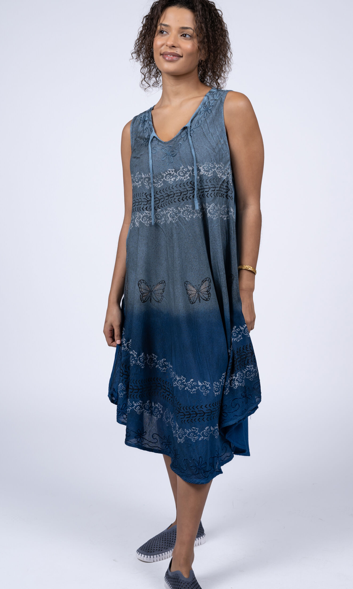Sleeveless Tie-Dye Umbrella Dress Image 1
