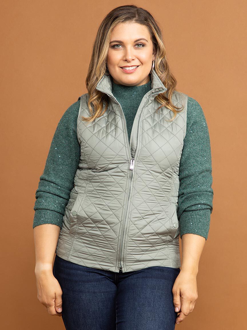 Quilted Zip-Up Vest Image 2