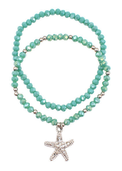 Two Bead Bracelets With Starfish Pendant